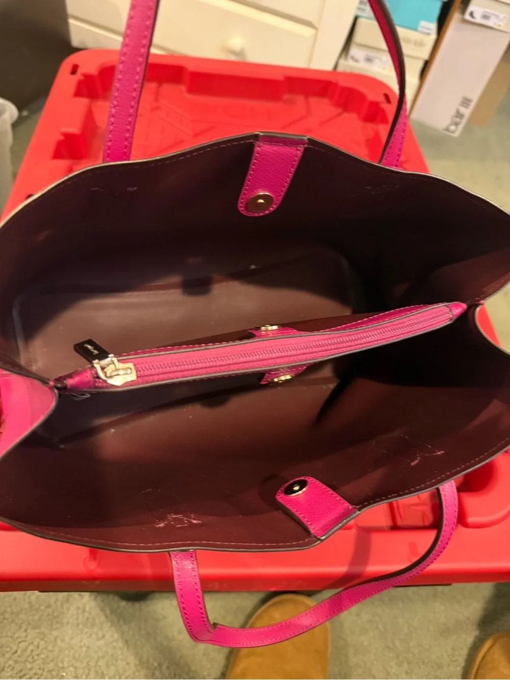 kate spade Pink Leather Tote with Top Handles & detachable crossbody strap - Picture 3 of 5